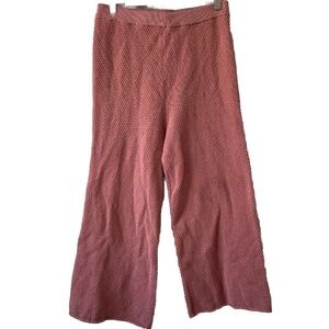 Free People Beach Hailee Sweater Bottoms Pink Coral Wide Leg Knit size M